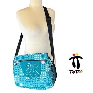 Totto Blue Polka Dot Crossbody Messenger Bag Laptop Travel